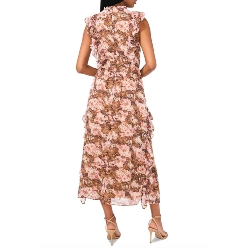 Parker Brooke Sleeveless Floral Ruffle Midi Dress